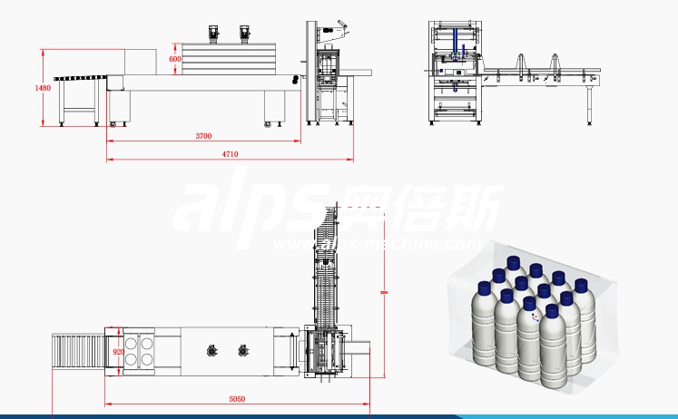 สายการผลิตบรรจุภัณฑ์ฟิล์มหดอัตโนมัติสำหรับขวดเครื่องดื่ม สายการผลิตบรรจุภัณฑ์ฟิล์มหดอัตโนมัติสำหรับขวดเครื่องดื่ม